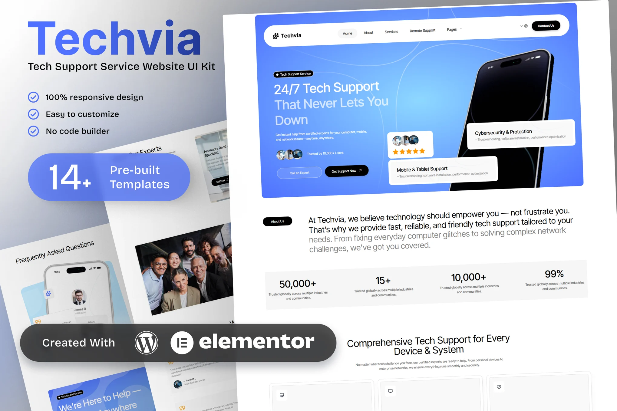 Techvia – Tech Support Service Elementor Template Kit