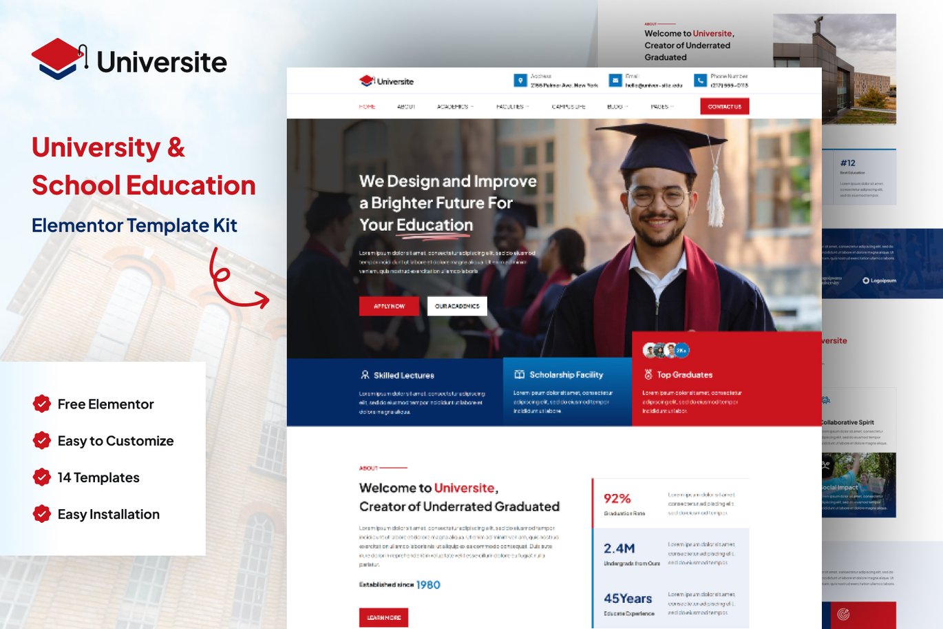 Universite – University and School Education Elementor Template Kit