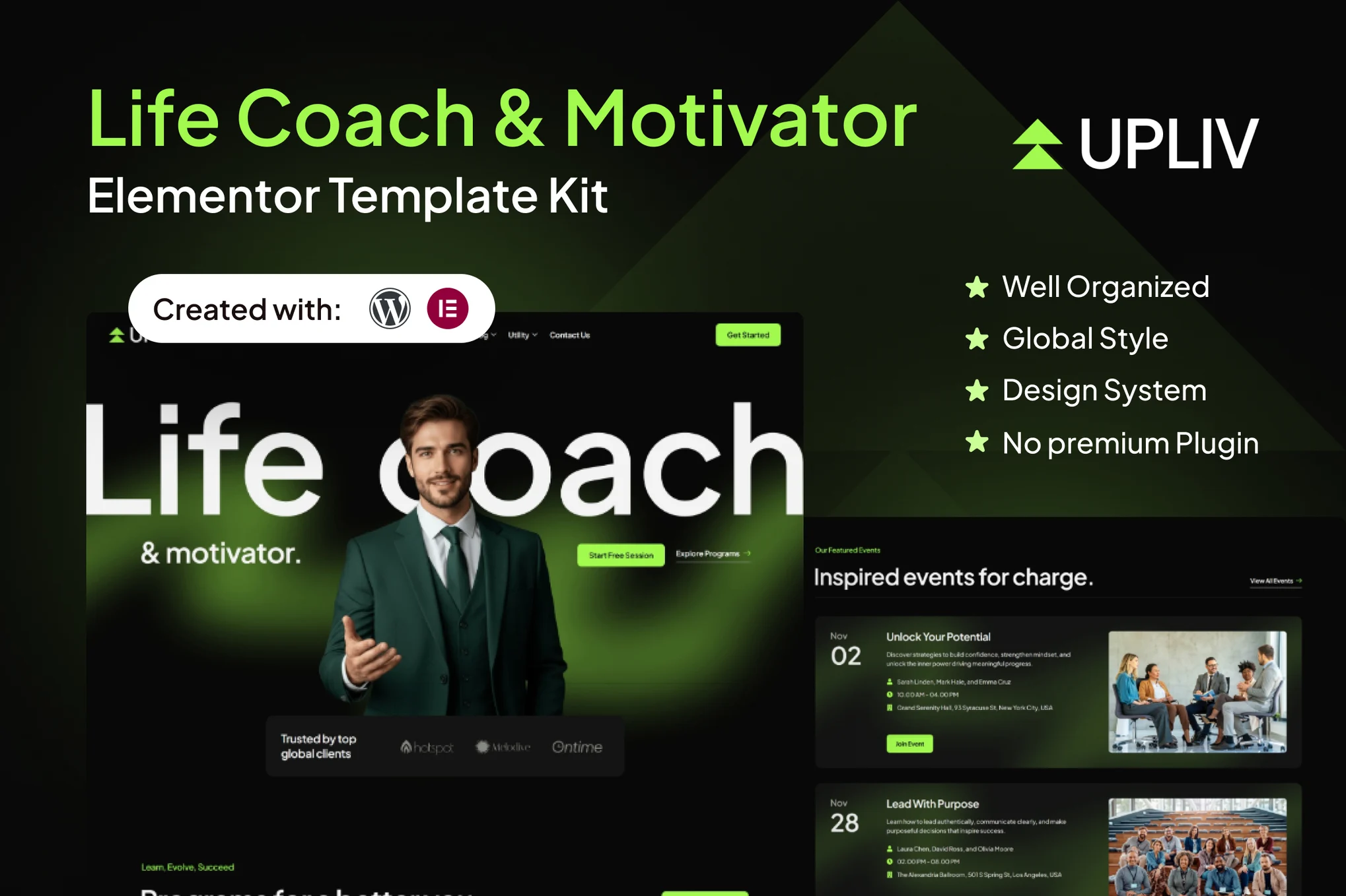 Upliv – Life Coach and Motivator Elementor Template Kit