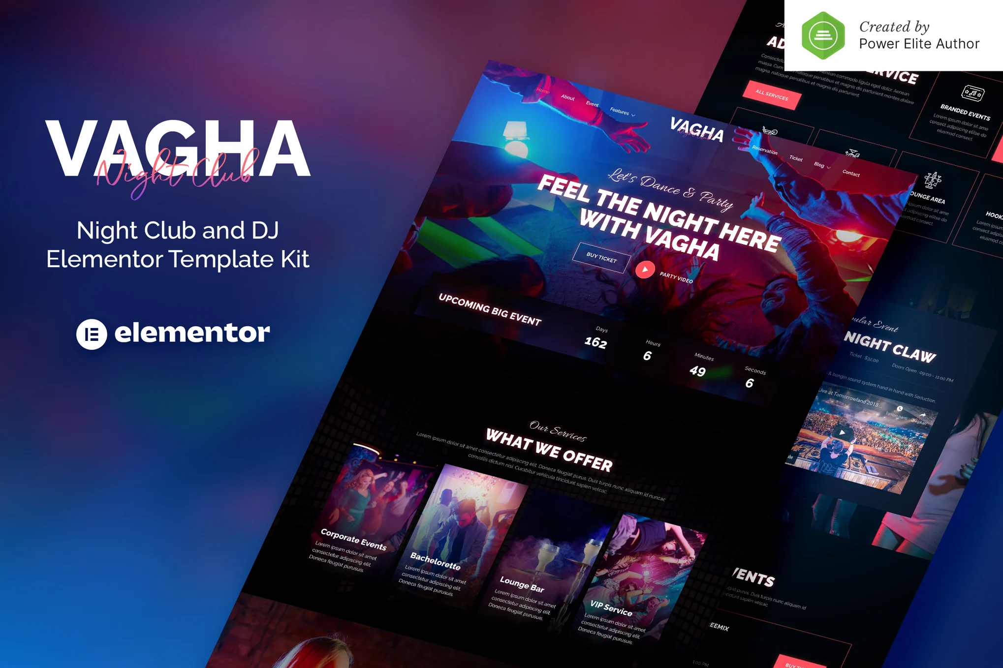 Vagha – Night Club and DJ Elementor Template Kit