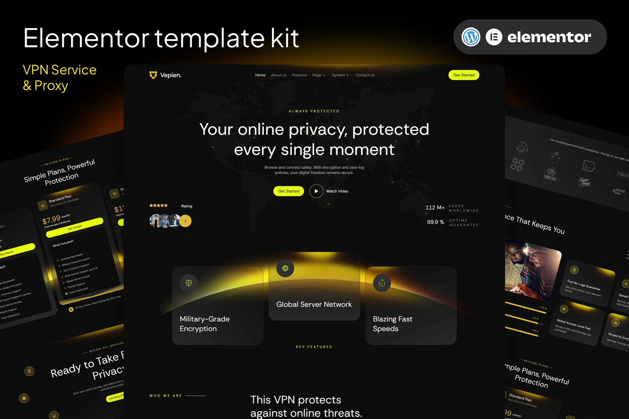 Vepien – VPN Service and Proxy Elementor Template Kit