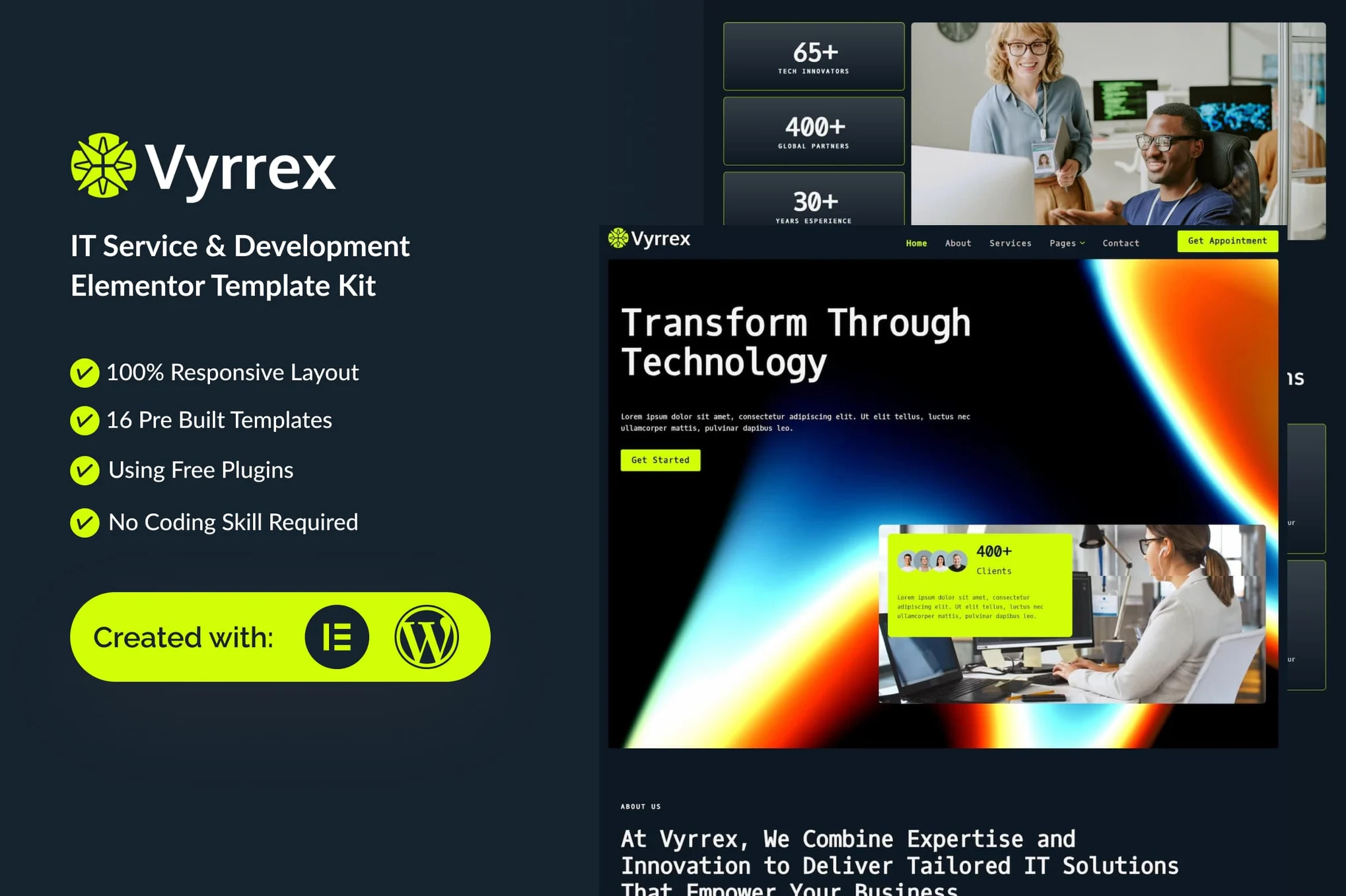 Vyrrex – IT Service and Development Elementor Template Kit