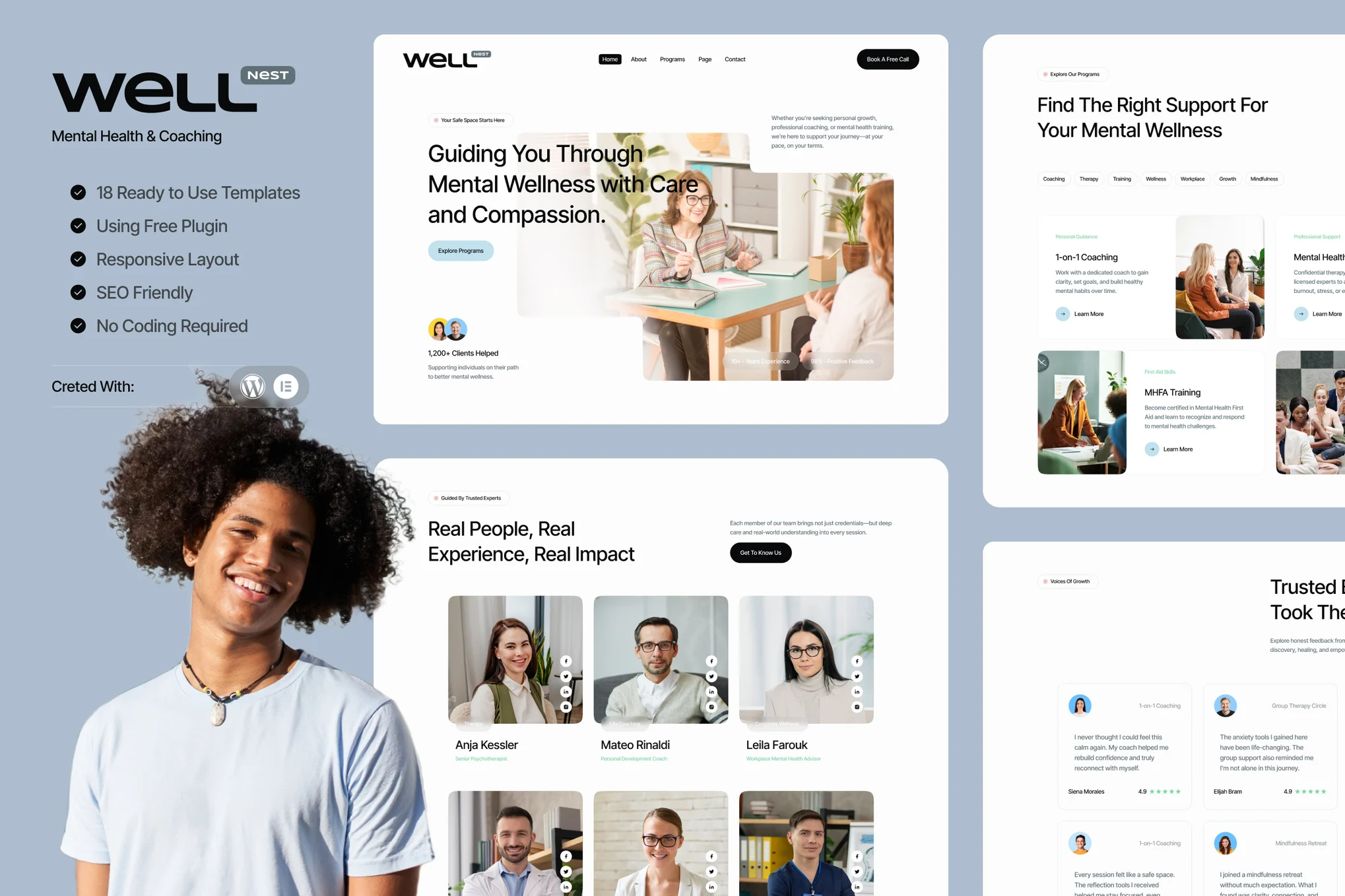 Well – Mental Health and Coaching Elementor Template Kit