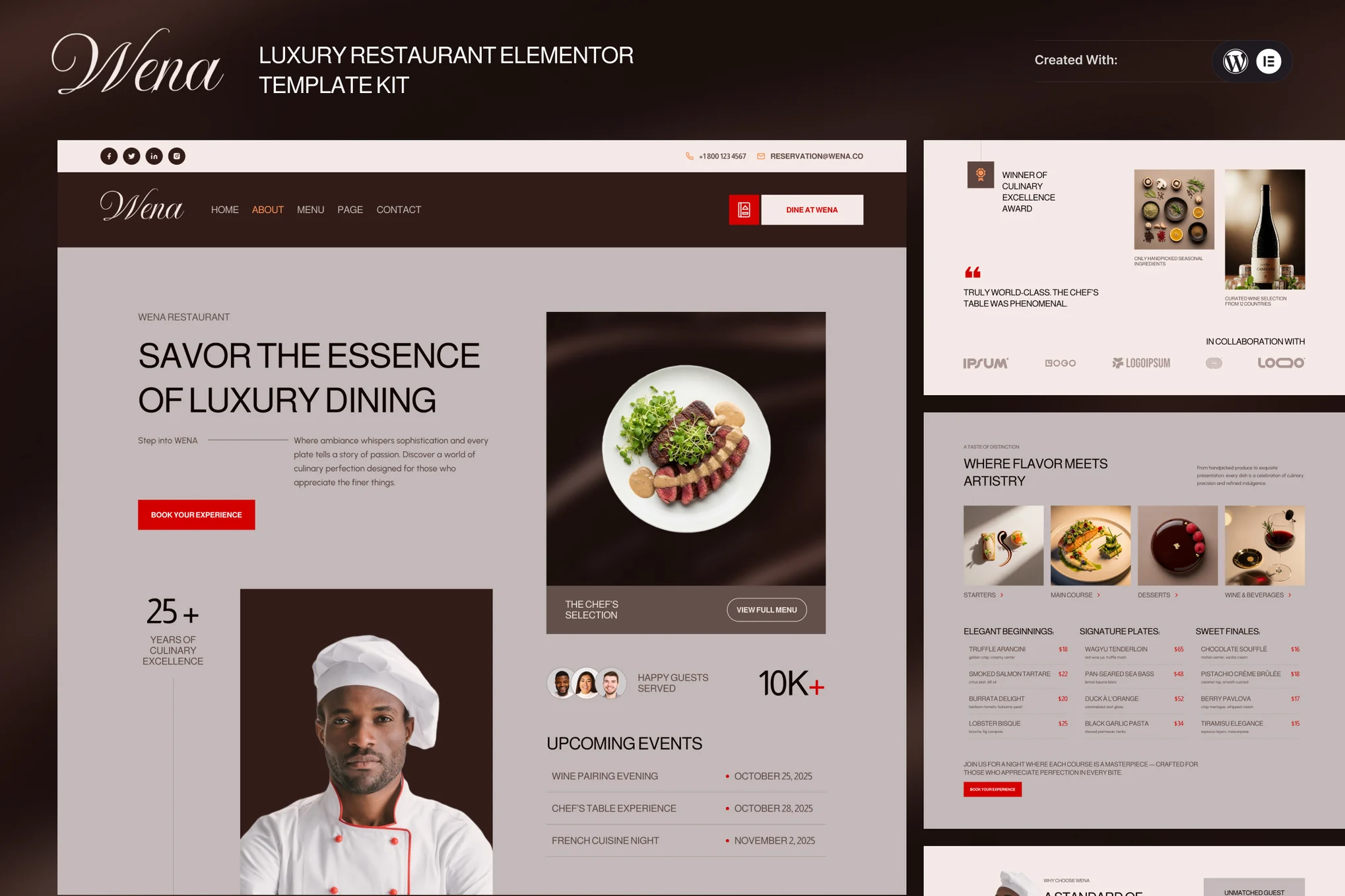 Wena – Luxury Restaurant Elementor Template Kit