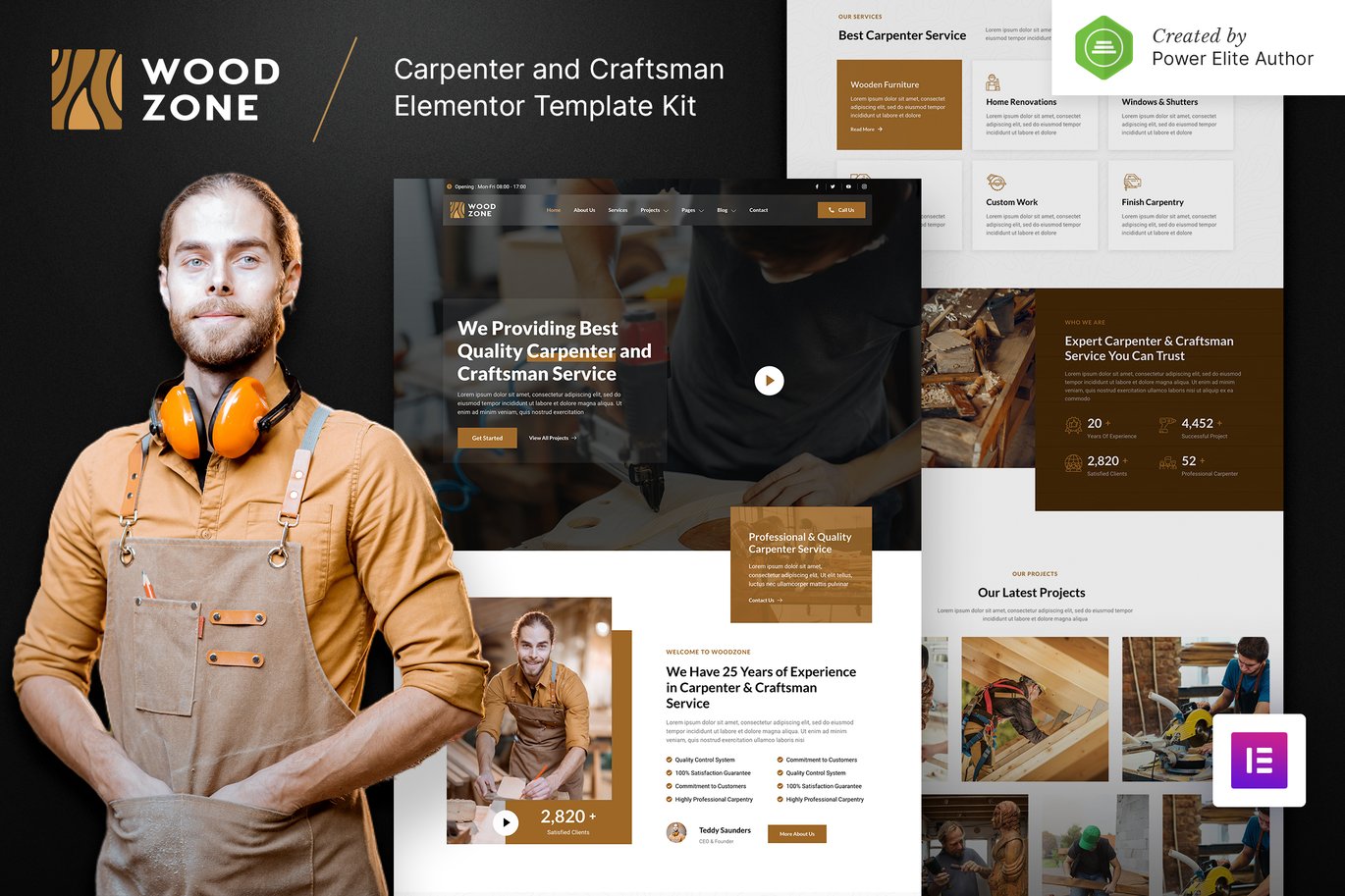 Woodzone – Carpenter and Craftsman Elementor Template Kit