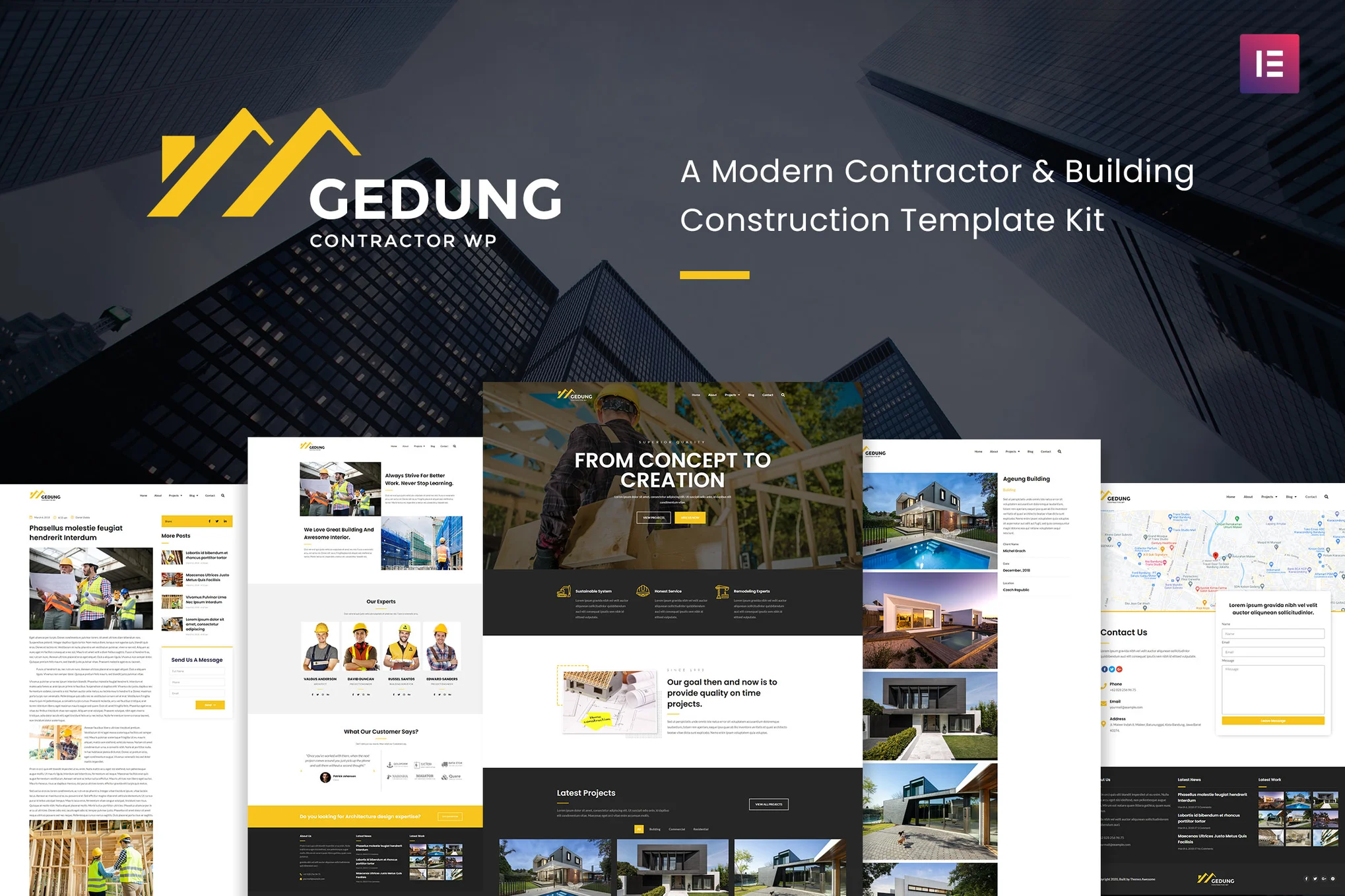 Gedung- Contractor and Building Construction Elementor Template Kit